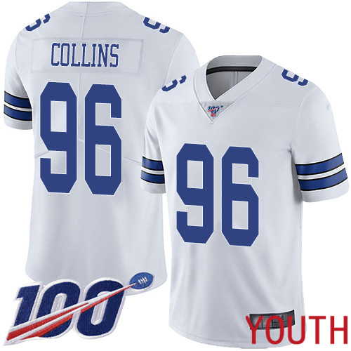 Youth Dallas Cowboys Limited White Maliek Collins Road #96 100th Season Vapor Untouchable NFL Jersey->youth nfl jersey->Youth Jersey